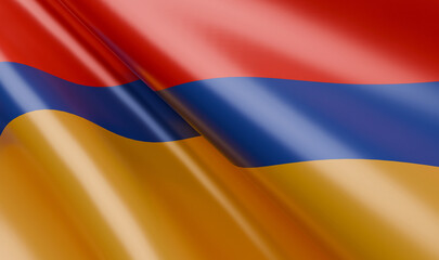 Waving Armenia Flag Satin Fabric - 3D Illustration Render