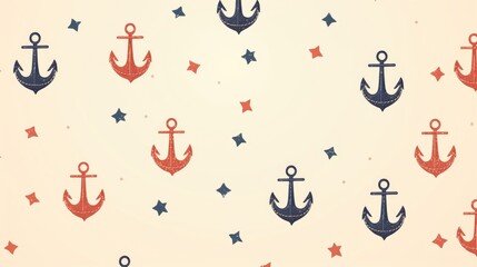 Background with minimalist illustrations of anchors in Grapevine color