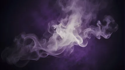 Foto op Plexiglas A terrifying Halloween background is formed by smoke shooting forth from a spherical, empty center, giving a dramatic smoke or fog effect with a purple, sinister glow. © Shehzad