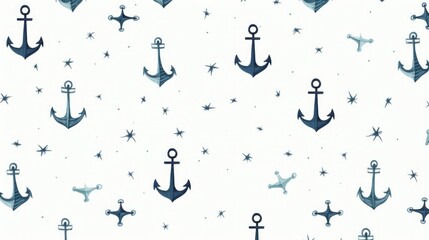 Background with minimalist illustrations of anchors in White color