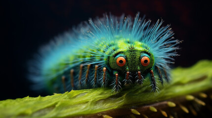 Close up of a fuzzy caterpillar