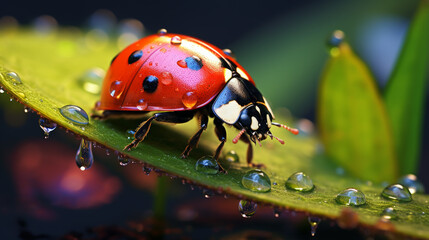 Vibrant colors and intricate details of a ladybug