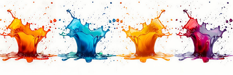 Set of vibrant paint splash, exploding of colors Isolated - obrazy, fototapety, plakaty