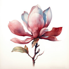 A Painting of a Pink Flower on a White Background