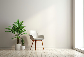 A Room With a Chair and a Potted Plant