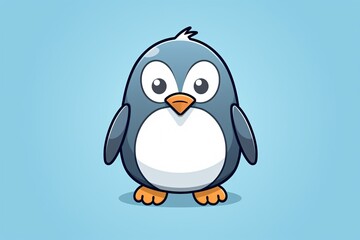a cartoon penguin with a blue background