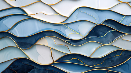Obraz premium the waves pattern that resembles a blue slate background, in the style of gemstone, crystalcore, crystalline and geological forms