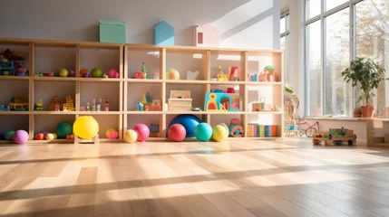 Foto op Plexiglas Childrens playroom with a wooden floor © maria_lh