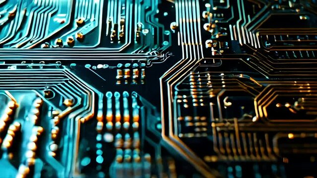 electronic circuit board slow motion view for background