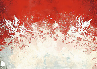 Red and White Background With Snow Flakes