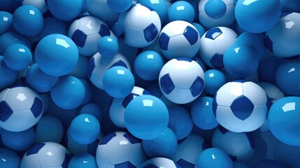 Background with soccer balls in Blue color
