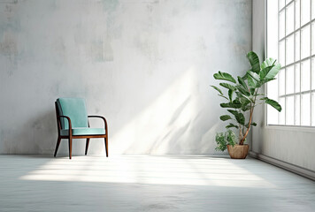 Empty Room With Chair and Potted Plant