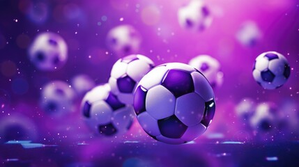Naklejka premium Background with soccer balls in Purple color.