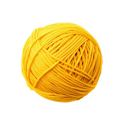 Yellow ball of Threads wool yarn. Isolated on transparent background.