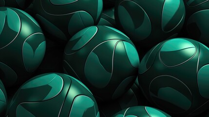 Background with volleyballs in Dark Green color. - obrazy, fototapety, plakaty
