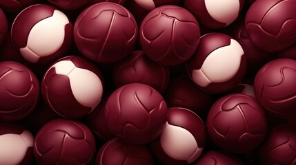 Background with volleyballs in Maroon color - obrazy, fototapety, plakaty
