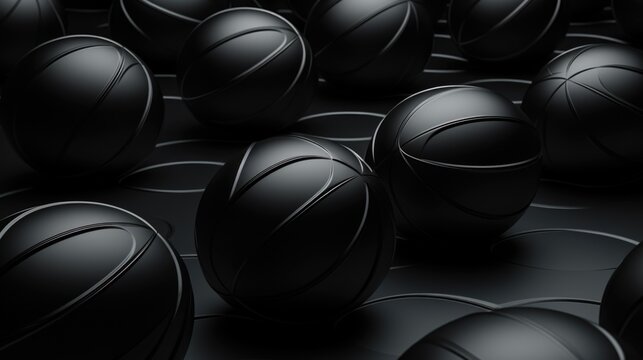 Background with volleyballs in Jet Black color.