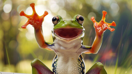 Leap Day Frolic: A Joyful Frog Celebrates in the Sunny Calendar Backdrop