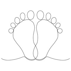 Obraz premium The print of children's feet. Hand drawing in one line style. Vector. For your best cute design