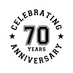 70 years anniversary celebration design template. 70th vector and illustration.