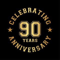 Fototapeta premium 90 years anniversary celebration design template. 90th vector and illustration.
