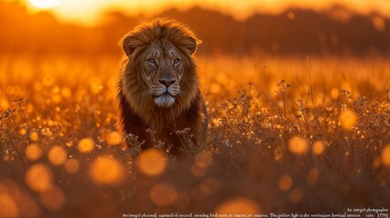 Sunset Sovereign: Lion in Golden Twilight