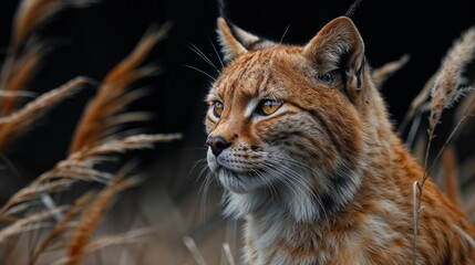 Amber Glance: The Lynx Among Autumn Reeds