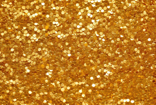 Sparkling Gold Glitter Background With Small Circles