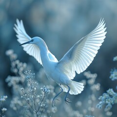 Ethereal Flight: Graceful Egret in Winter Light