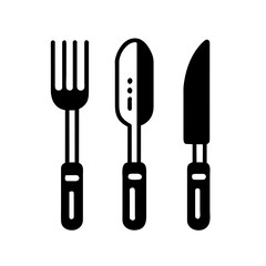 Set of fork, knife, spoon. Silhouette of cutlery. Vector illustration
