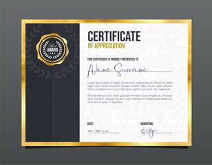 Professional certificate. of appreciation Template diploma with luxury and modern pattern background. Achievement certificate.	