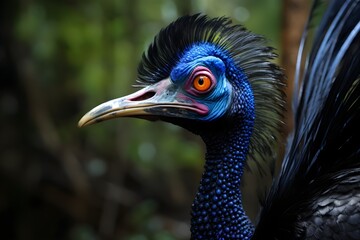 Spectacular Southern Cassowary Striding Close-Up View.