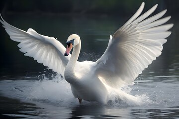Graceful Swan Gliding Close-Up View.