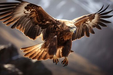 Gallant Red-Tailed Hawk: Soaring Close-Up View - obrazy, fototapety, plakaty