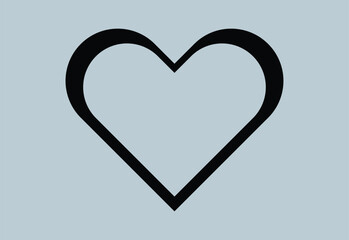 Human heart symbol. Heart symbol icon - black simple outlined, isolated - vector. Vector illustration. Eps file 344.