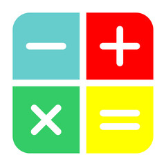 Fototapeta premium PrintMath icon set. Multicolor arithmetic plus, minus, equals, multiply and divide signs on white background. Illustration isolated on white background. 