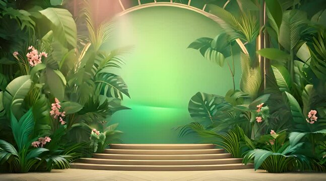 tropical background. Podium for show product.