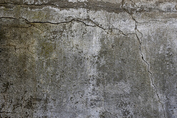 Dirty exterior wall of a dirty building with moisture stains and cracks, stains and cracks