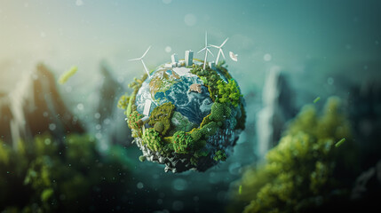 Sustainable World: Eco-Friendly Energy on a Miniature Earth