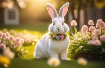 easter bunny with easter eggs. lifestyle style