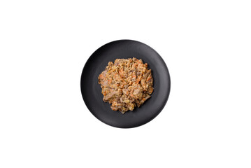 Delicious boiled beef or pork tongue sliced with carrots, onions, sour cream and spices