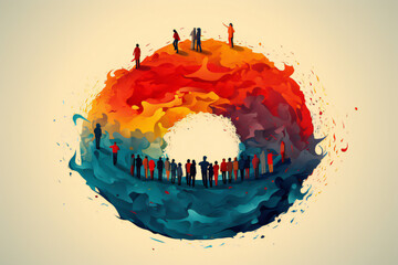 abstract watercolor people crowd background - obrazy, fototapety, plakaty