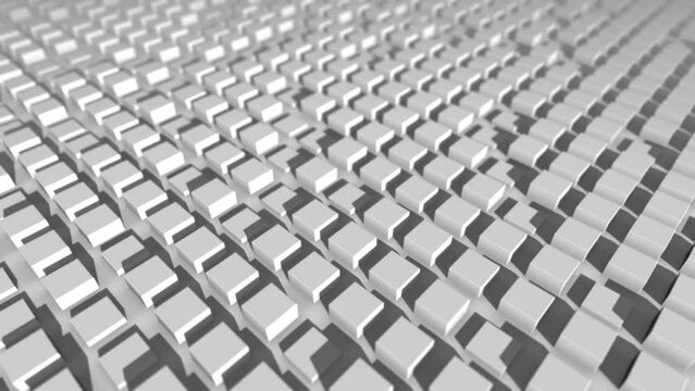 Seamless Looping 3d animated background with grey cubes in changing light and shadows