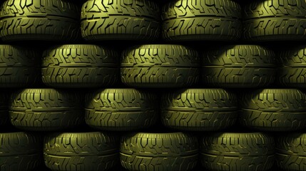Olive background with car tires