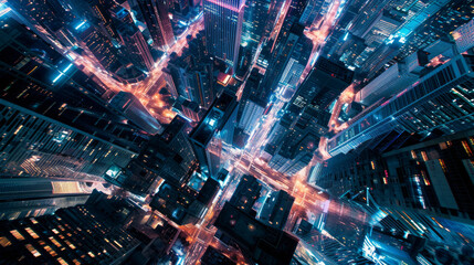 Fototapeta na wymiar Abstract geometric pattern of city lights at night