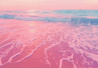 Splashing blue water ocean waves reach sandy beach. Nature background. Modern screen design. Illustration for cover, card, postcard, banner, poster, brochure or presentation.