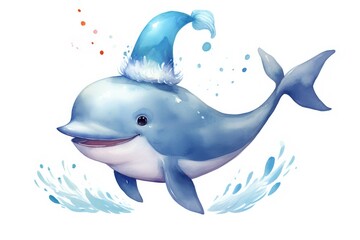 cute dolphin, , holiday/ . illustration on white background
