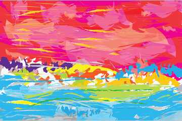 Colorful abstract bright background with grunge brush strokes. Modern color vector illustration.