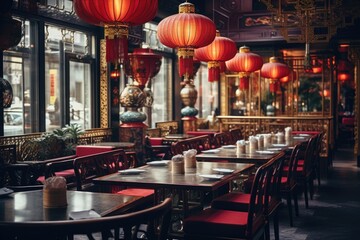 Interior of a empty chinese restaurant