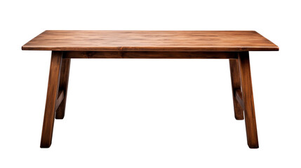 Wooden oak table with legs isolated on transparent background.